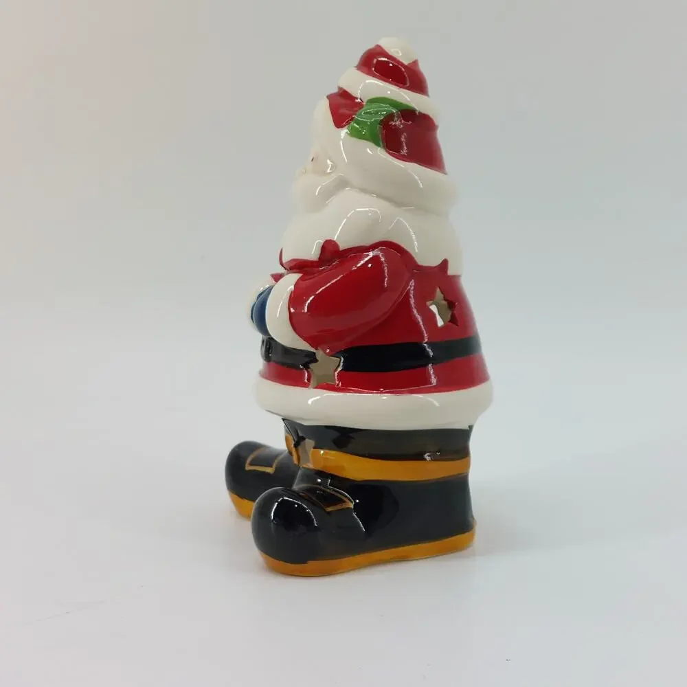 Christmas Santa Holiday Tea Light Holder Candle Decor Red